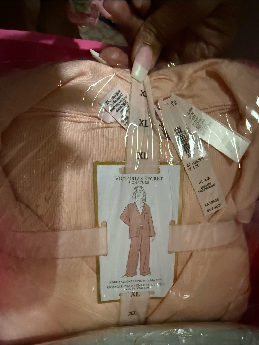 Victoria's Secret Peach Ribbed Modal Long Pajama Set SoSoft™ Modal Ultra-Fine